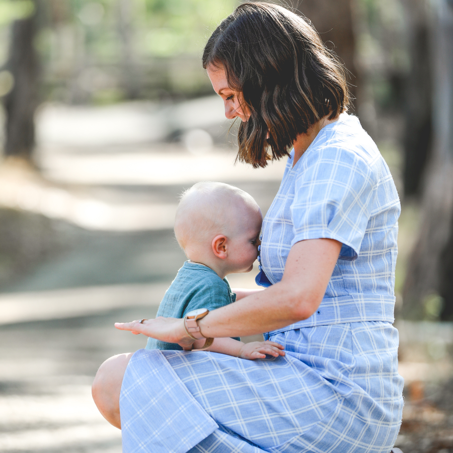 Laura Spencer with a child